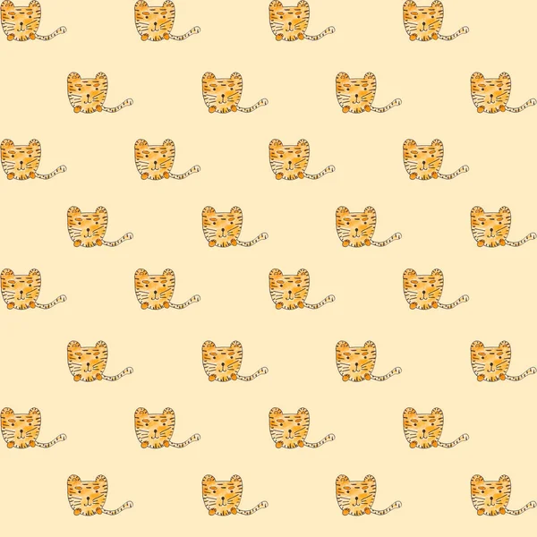 Una tigre, Seamless Pattern. Acquerello disegnato a mano, testa di tigre Sfondo senza cuciture — Foto Stock