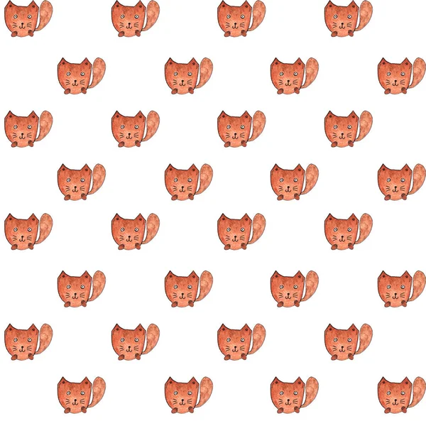 Una volpe, Seamless Pattern. Acquerello disegnato a mano, una testa di volpe Sfondo senza cuciture — Foto Stock