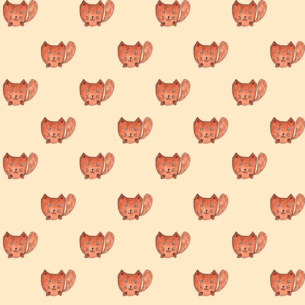 Una volpe, Seamless Pattern. Acquerello disegnato a mano, una testa di volpe Sfondo senza cuciture — Foto Stock