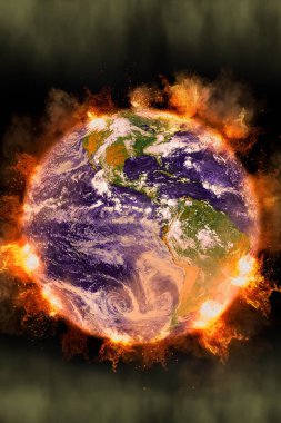 Arka planda nebula olan uzaydan gezegen görüntüsü. Bu görüntünün elementleri Nasa tarafından döşenmiştir.