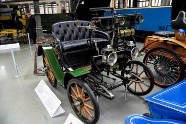 MUNICH, GERMANY - January 20 2020: German Technical Museum is world's largest museum for science and technology with many different technical fields, one of which are collection of classic car.