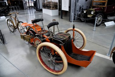MUNICH, GERMANY - January 20 2020: German Technical Museum is world's largest museum for science and technology with many different technical fields, one of which are collection of classic car.