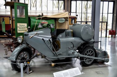 MUNICH, GERMANY - January 20 2020: German Technical Museum is world's largest museum for science and technology with many different technical fields, one of which are collection of classic car.