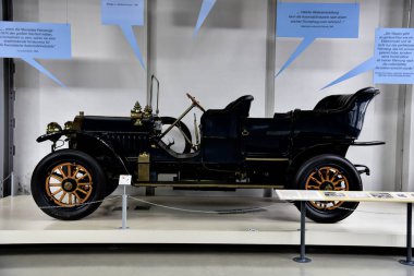 MUNICH, GERMANY - January 20 2020: German Technical Museum is world's largest museum for science and technology with many different technical fields, one of which are collection of classic car.