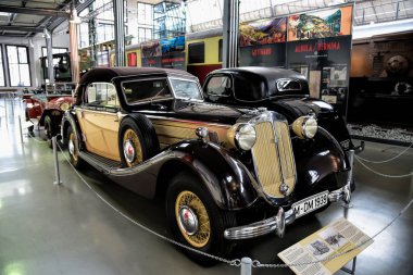 MUNICH, GERMANY - January 20 2020: German Technical Museum is world's largest museum for science and technology with many different technical fields, one of which are collection of classic car.
