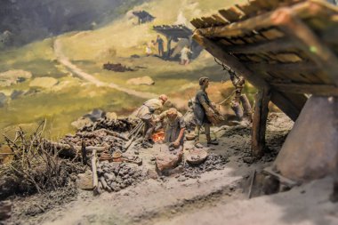 Münih, Almanya - 20 Ocak 2020: Alman Teknik Müzesi, dünyanın en büyük bilim ve teknoloji müzesi olup, bunlardan biri de maden endüstrisi sergisi koleksiyonudur..