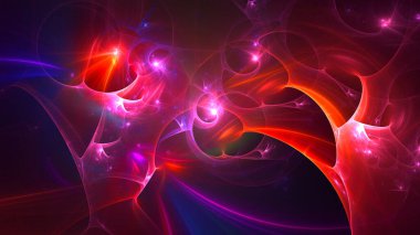 Soyut fraktal ışık arkaplanı 3 boyutlu oluşturuluyor