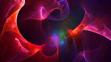 Soyut fraktal ışık arkaplanı 3 boyutlu oluşturuluyor