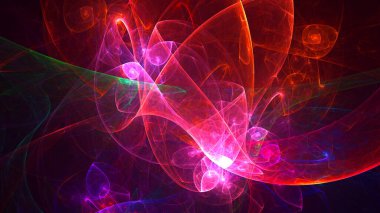 Soyut fraktal ışık arkaplanı 3 boyutlu oluşturuluyor