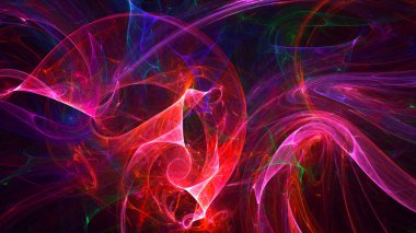 Soyut fraktal ışık arkaplanı 3 boyutlu oluşturuluyor