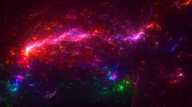 Soyut kırmızı fraktal ışık arkaplanı 3 boyutlu oluşturuluyor