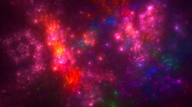 Soyut kırmızı fraktal ışık arkaplanı 3 boyutlu oluşturuluyor