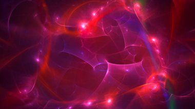 Soyut kırmızı fraktal ışık arkaplanı 3 boyutlu oluşturuluyor