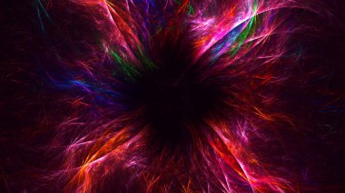 Soyut kırmızı fraktal ışık arkaplanı 3 boyutlu oluşturuluyor