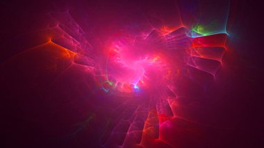 Soyut kırmızı fraktal ışık arkaplanı 3 boyutlu oluşturuluyor