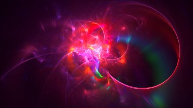 Soyut kırmızı fraktal ışık arkaplanı 3 boyutlu oluşturuluyor