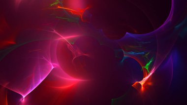 Soyut kırmızı fraktal ışık arkaplanı 3 boyutlu oluşturuluyor