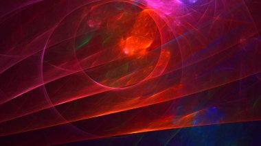 Soyut kırmızı fraktal ışık arkaplanı 3 boyutlu oluşturuluyor