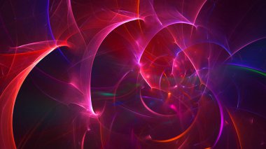 Soyut kırmızı fraktal ışık arkaplanı 3 boyutlu oluşturuluyor