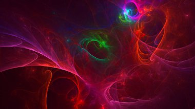 Soyut kırmızı fraktal ışık arkaplanı 3 boyutlu oluşturuluyor