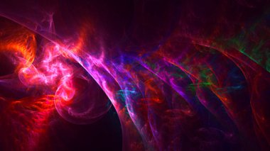 Soyut kırmızı fraktal ışık arkaplanı 3 boyutlu oluşturuluyor