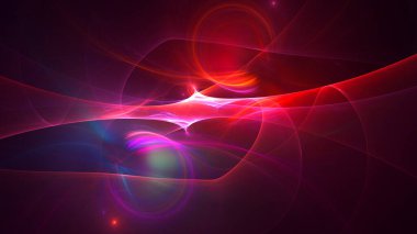 Soyut kırmızı fraktal ışık arkaplanı 3 boyutlu oluşturuluyor