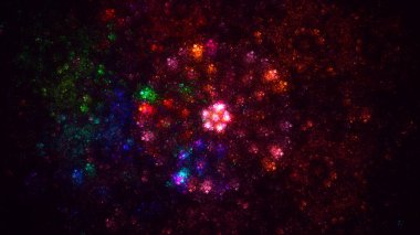 Soyut kırmızı fraktal ışık arkaplanı 3 boyutlu oluşturuluyor