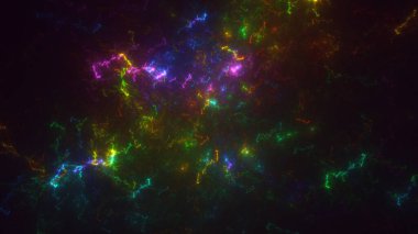 Soyut fraktal ışık arkaplanı 3 boyutlu oluşturuluyor