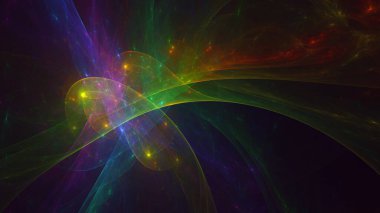 Soyut fraktal ışık arkaplanı 3 boyutlu oluşturuluyor