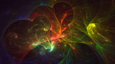 Soyut fraktal ışık arkaplanı 3 boyutlu oluşturuluyor