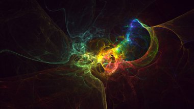 Soyut fraktal ışık arkaplanı 3 boyutlu oluşturuluyor