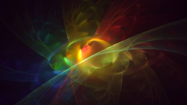 Soyut fraktal ışık arkaplanı 3 boyutlu oluşturuluyor
