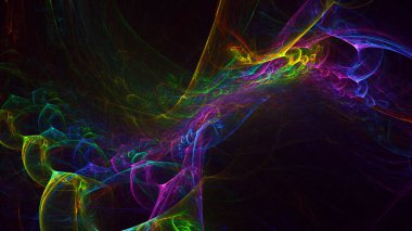 Soyut fraktal ışık arkaplanı 3 boyutlu oluşturuluyor