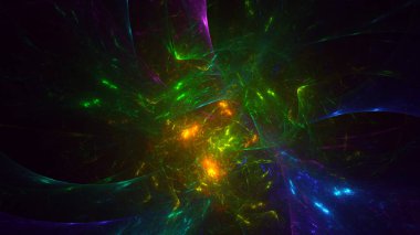 3B soyut renkli fraktal ışık arkaplanı oluşturma