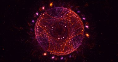 Soyut kırmızı fraktal ışık arkaplanı 3 boyutlu oluşturuluyor