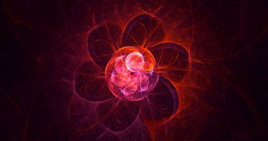 Soyut kırmızı fraktal ışık arkaplanı 3 boyutlu oluşturuluyor