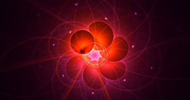 Soyut kırmızı fraktal ışık arkaplanı 3 boyutlu oluşturuluyor