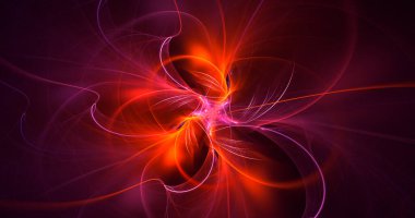 Soyut kırmızı fraktal ışık arkaplanı 3 boyutlu oluşturuluyor