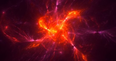 Soyut kırmızı fraktal ışık arkaplanı 3 boyutlu oluşturuluyor