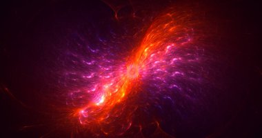 Soyut kırmızı fraktal ışık arkaplanı 3 boyutlu oluşturuluyor