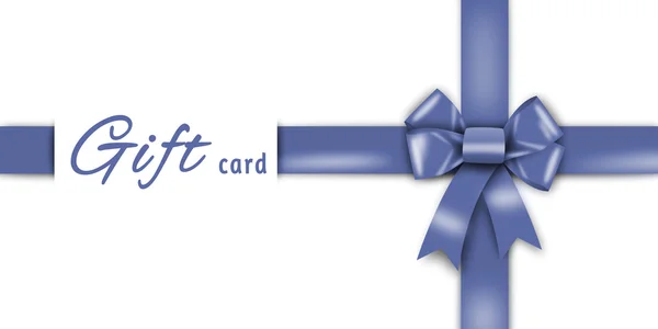 Gift card, blue ribbon, blue loop, bow — Stock Photo, Image