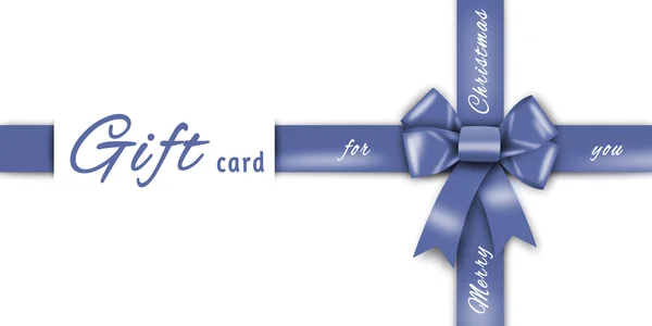 Gift card, blue ribbon, blue loop, bow — Stock Photo, Image