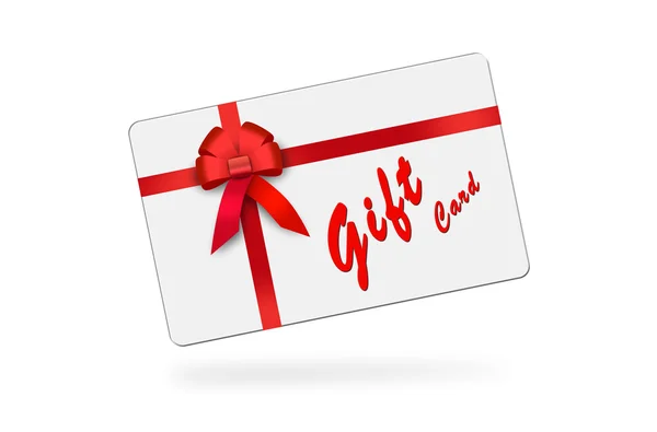 Gift card, nastro rosso, anello rosso, fiocco — Foto Stock