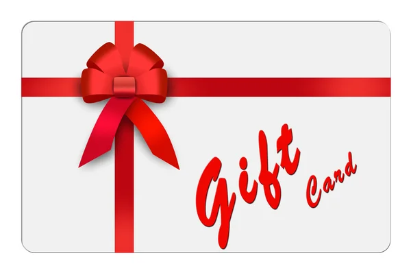 Gift card, red ribbon, red loop, bow — Stock Photo, Image