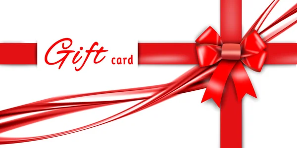 Gift card, red ribbon, red loop, bow — Stock Photo, Image