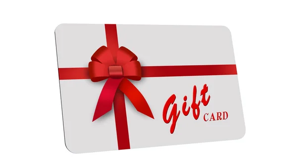 Gift card, red ribbon, red loop, bow — Stock Photo, Image