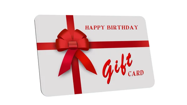 Gift card, nastro rosso, anello rosso, fiocco — Foto Stock