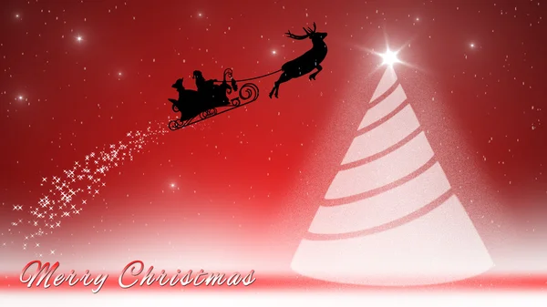 Feliz Navidad con Papá Noel, renos, árbol —  Fotos de Stock