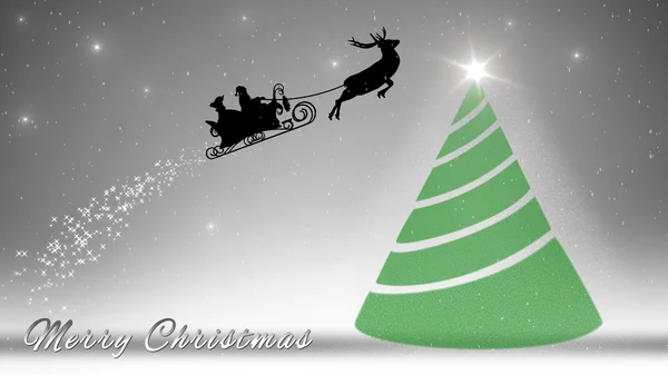 Joyeux Noël avec le Père Noël, rennes, arbre — Photo