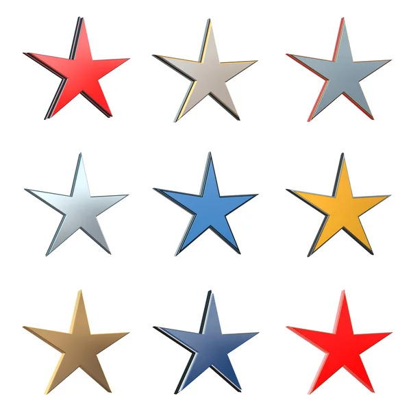 3D star in different element and color versions — Stock Photo, Image